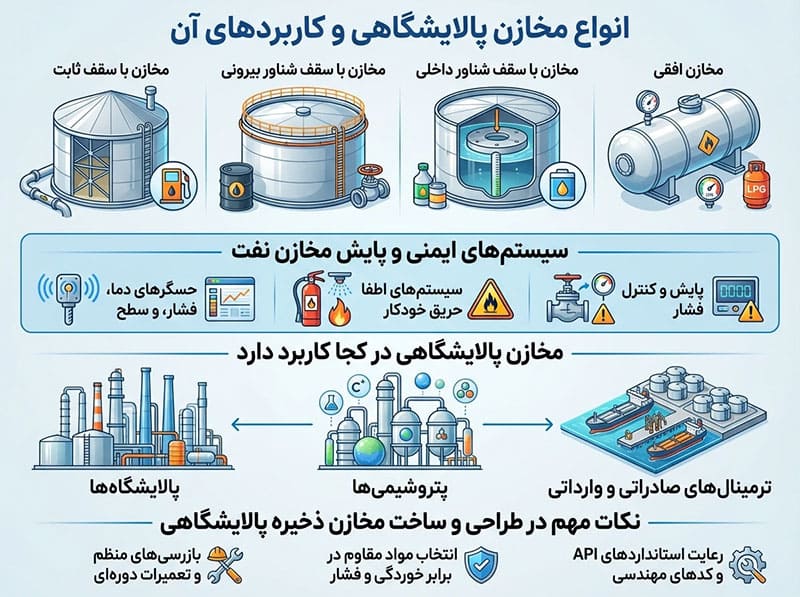 راهنمای کاربرد مخازن پالایشگاهی در ایران راهنمای انواع و کاربرد مخازن پالایشگاهی در ایران