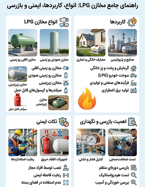 مخازن گاز مایع(LPG)+انواع و کاربردها راهنمای جامع استفاده از مخازن گاز مایع(LPG)+انواع و کاربردها